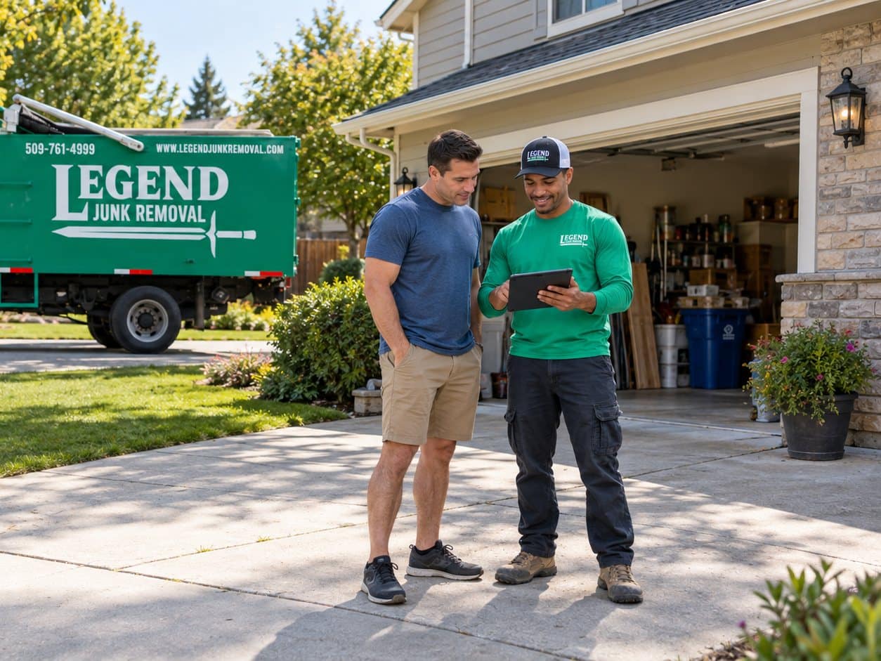 Legend Junk Removal crew on a job in Orchard Prairie, WA