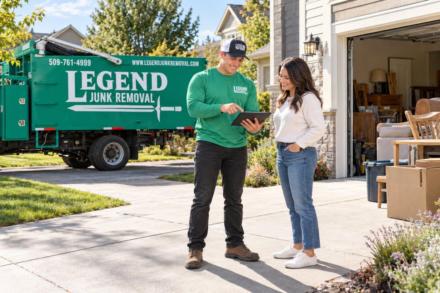 Legend Junk Removal crew on a job in Chattaroy, WA