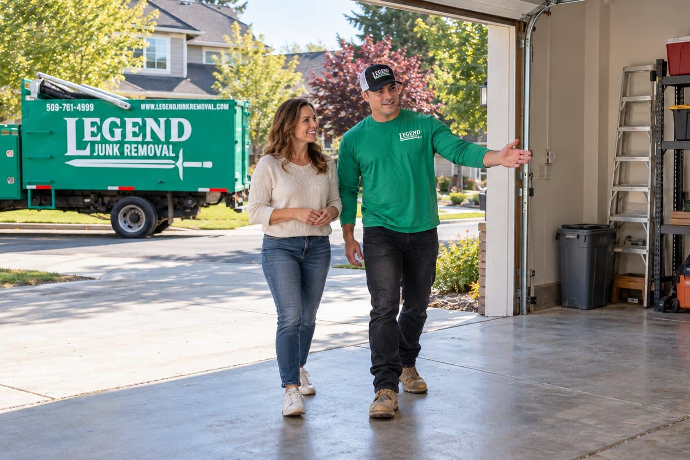 Legend Junk Removal crew arriving for a scheduled pickup in Spokane